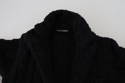 Dolce & Gabbana Schwarzer Wollstrickpullover mit Knopfleiste