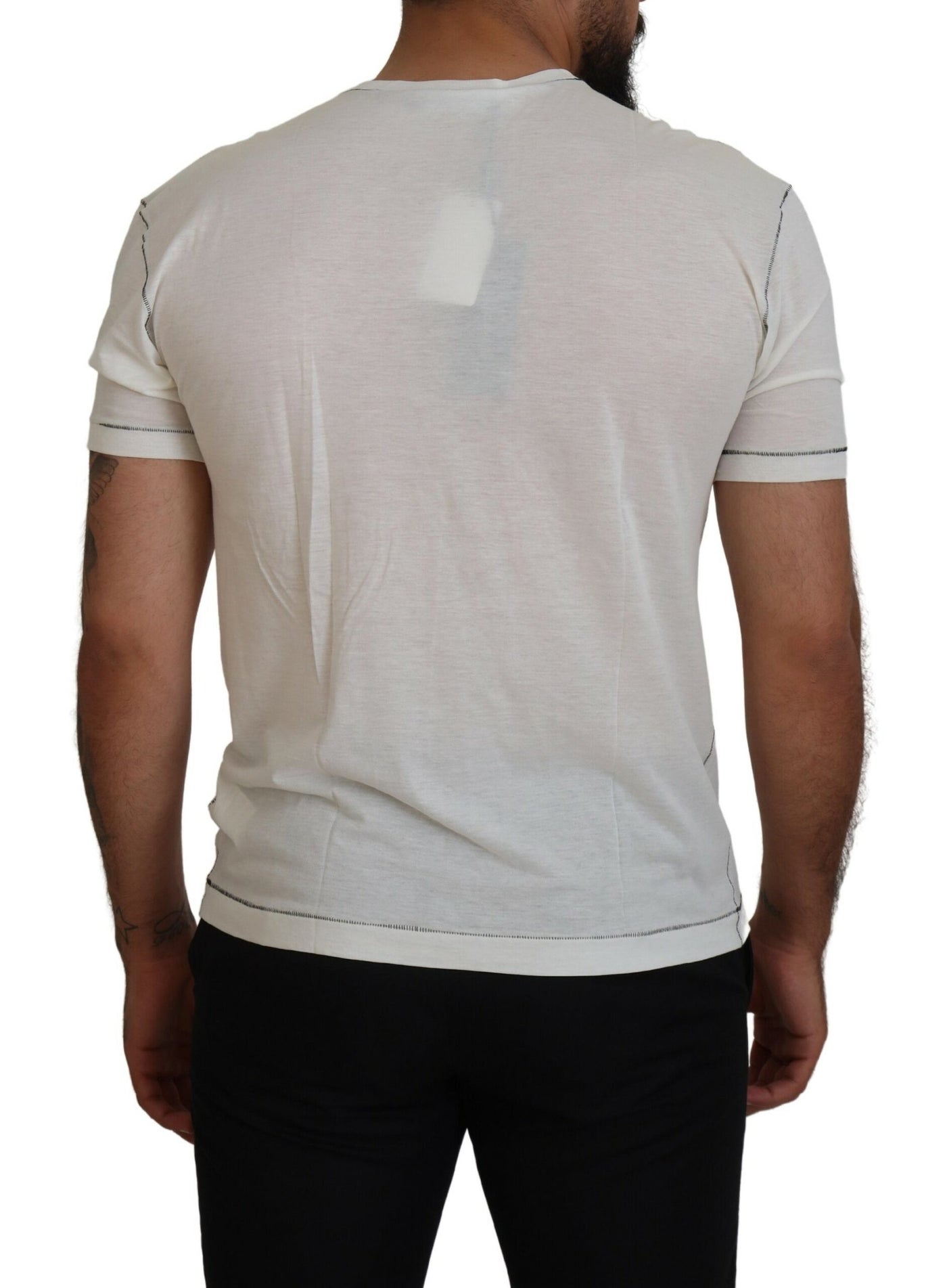 Dolce & Gabbana Weißes bedrucktes Kurzarm-T-Shirt für Männer