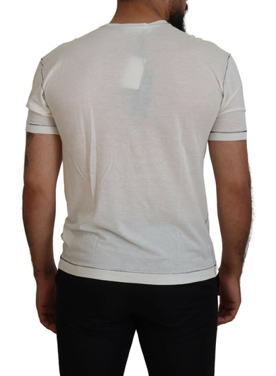 Dolce & Gabbana Weißes bedrucktes Kurzarm-T-Shirt für Männer