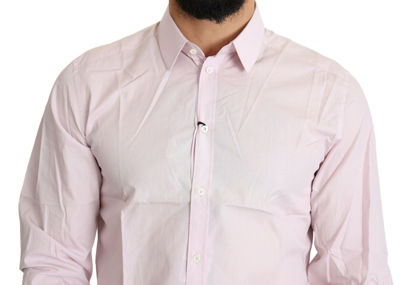 Dolce & Gabbana Hellrosa Formales GOLD Hemd aus Baumwolle