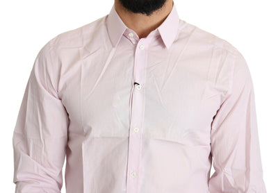 Dolce & Gabbana Hellrosa Formales GOLD Hemd aus Baumwolle