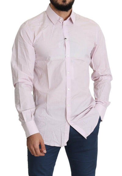 Dolce & Gabbana Hellrosa Formales GOLD Hemd aus Baumwolle