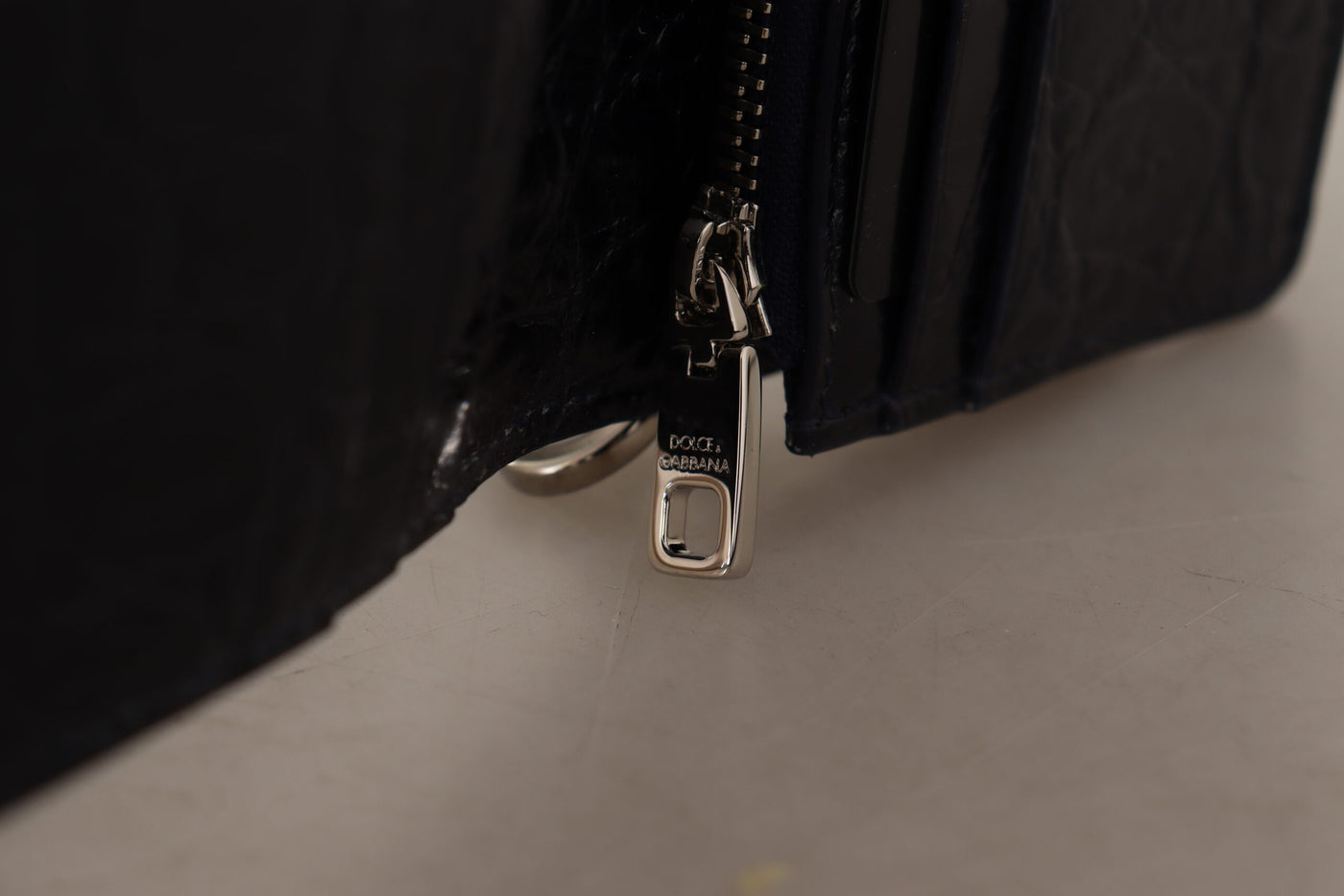 Dolce & Gabbana Blau Weiß Kaiman Lederband Kartenhalter Brieftasche