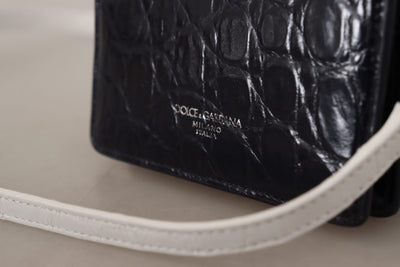 Dolce & Gabbana Blau Weiß Kaiman Lederband Kartenhalter Brieftasche