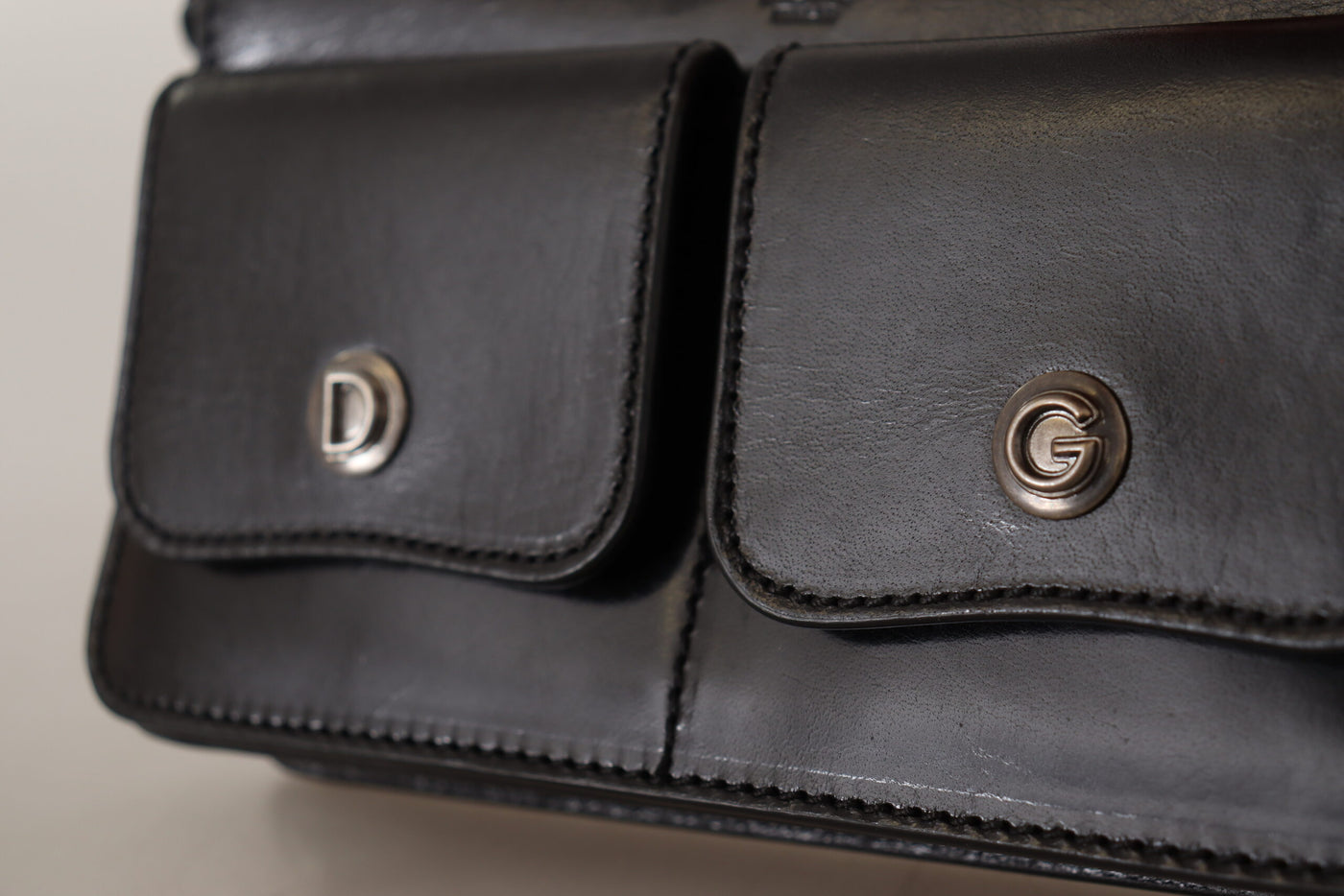 Dolce & Gabbana Schwarzes Lederhandtäschchen Mini Bag Card Bill Wallet
