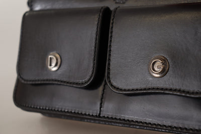 Dolce & Gabbana Schwarzes Lederhandtäschchen Mini Bag Card Bill Wallet