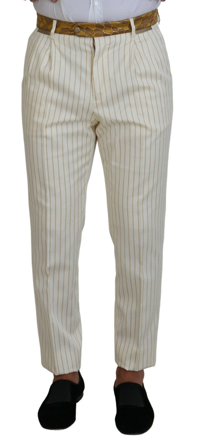 Dolce & Gabbana Weiß Gold gestreifter Smoking Slim Fit Anzug
