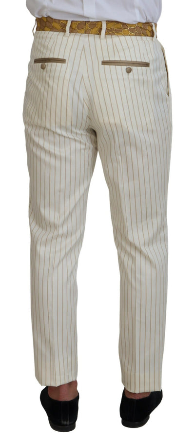 Dolce & Gabbana Weiß Gold gestreifter Smoking Slim Fit Anzug
