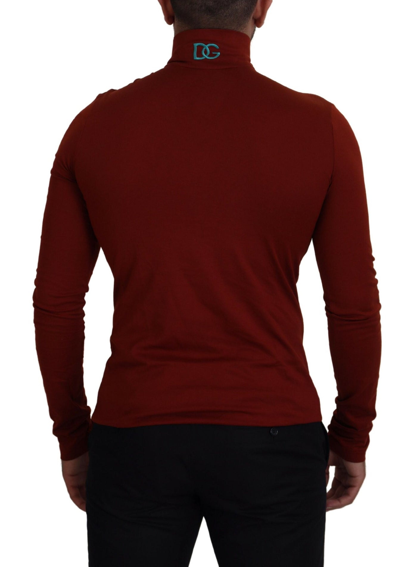 Dolce & Gabbana Brauner Rollkragenpullover mit Reißverschluss aus Baumwolle