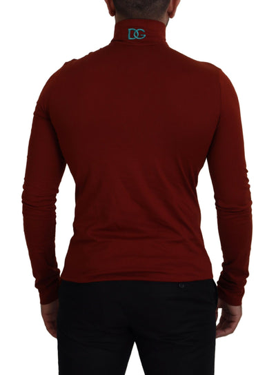 Dolce & Gabbana Brauner Rollkragenpullover mit Reißverschluss aus Baumwolle