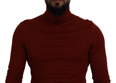 Dolce & Gabbana Brauner Rollkragenpullover mit Reißverschluss aus Baumwolle