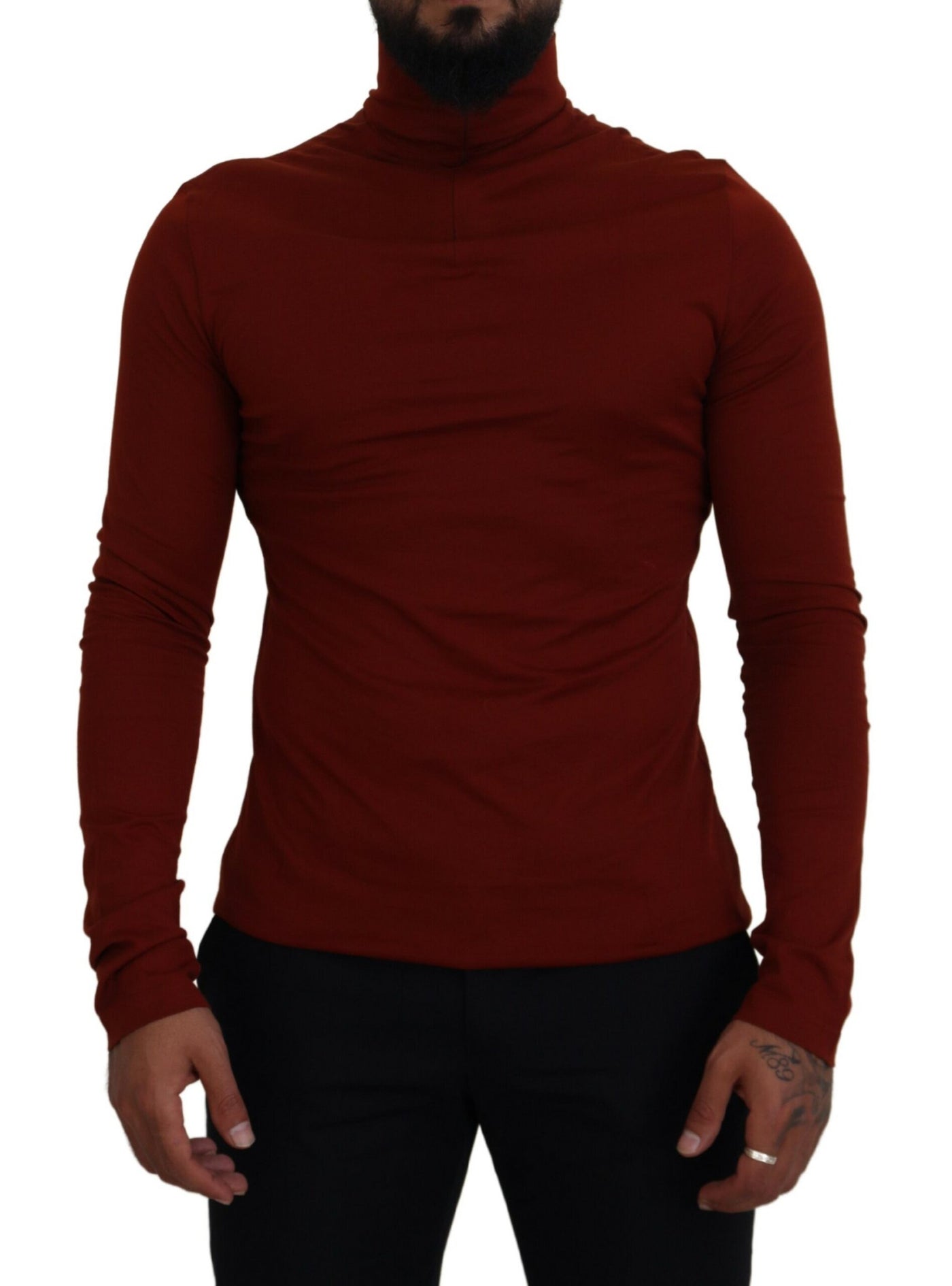 Dolce & Gabbana Brauner Rollkragenpullover mit Reißverschluss aus Baumwolle