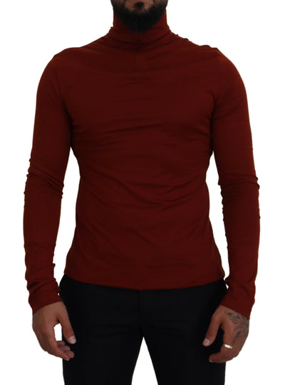 Dolce & Gabbana Brauner Rollkragenpullover mit Reißverschluss aus Baumwolle