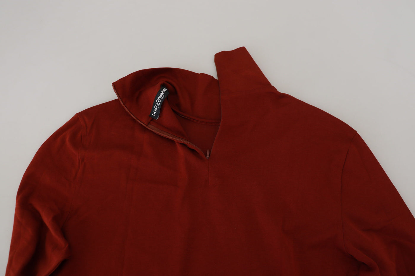 Dolce & Gabbana Brauner Rollkragenpullover mit Reißverschluss aus Baumwolle