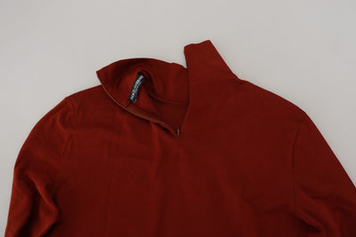 Dolce & Gabbana Brauner Rollkragenpullover mit Reißverschluss aus Baumwolle