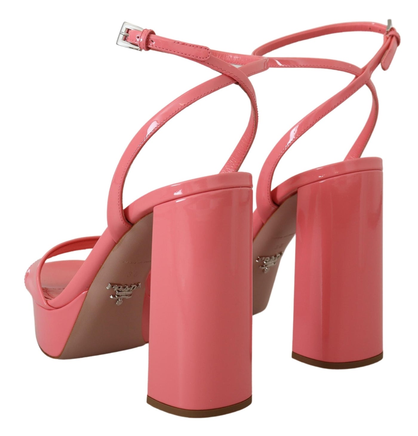 Prada Rosa Lacksandalen Knöchelriemenabsatz Sandale