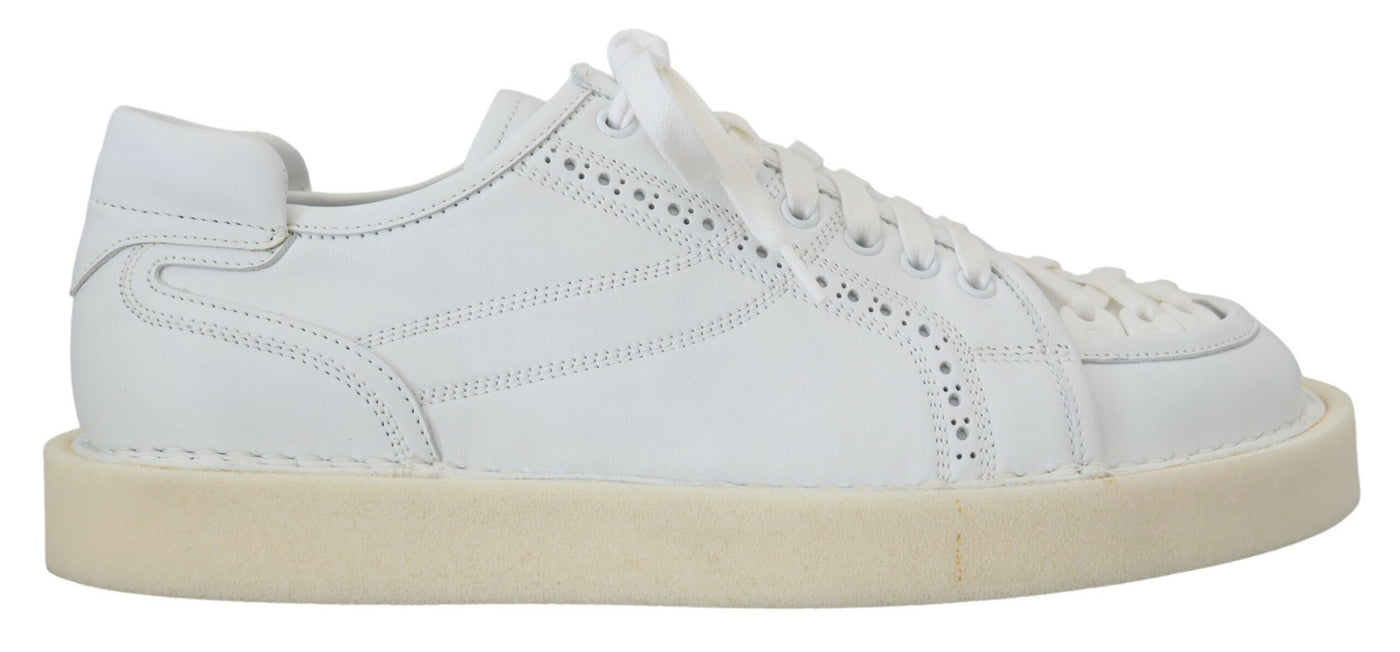 Dolce & Gabbana Weiß Leder Low Top Oxford Turnschuhe Freizeitschuhe