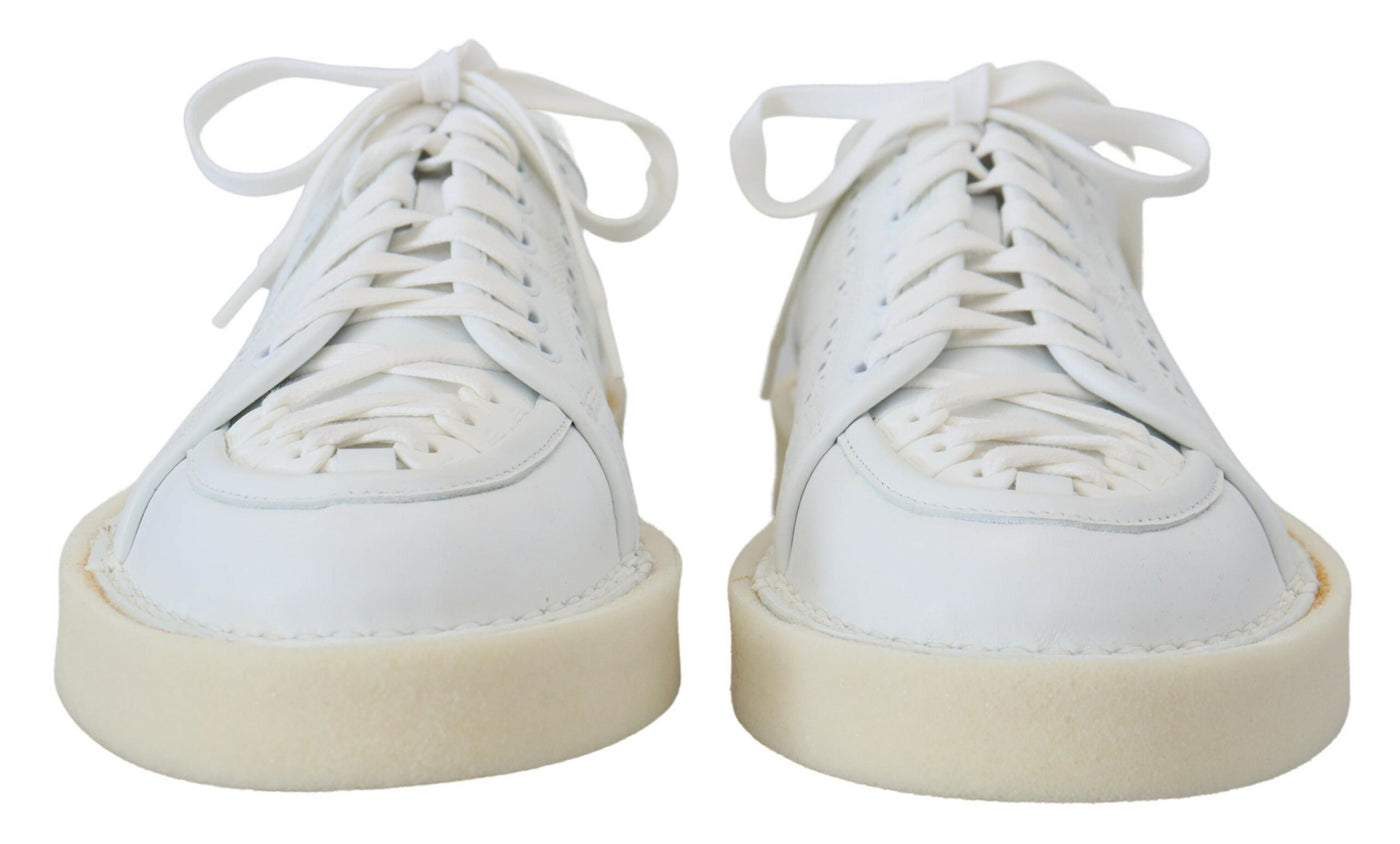 Dolce & Gabbana Weiß Leder Low Top Oxford Turnschuhe Freizeitschuhe