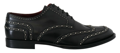 Dolce & Gabbana Schwarzes Leder Derby Kleid Nietenschuhe