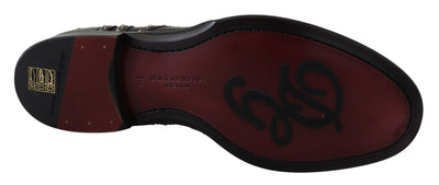 Dolce & Gabbana Schwarzes Leder Derby Kleid Nietenschuhe