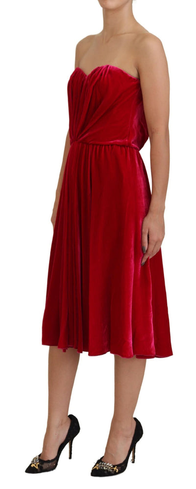 Dolce & Gabbana Rosa Viskose Stretch Trägerloses Kleid in A-Linie