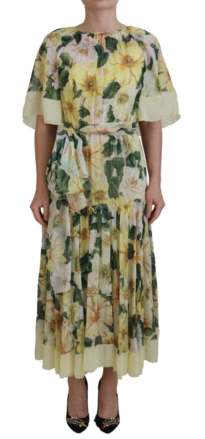Dolce & Gabbana Langes Maxikleid mit Blumendruck aus Seide in mehreren Farben