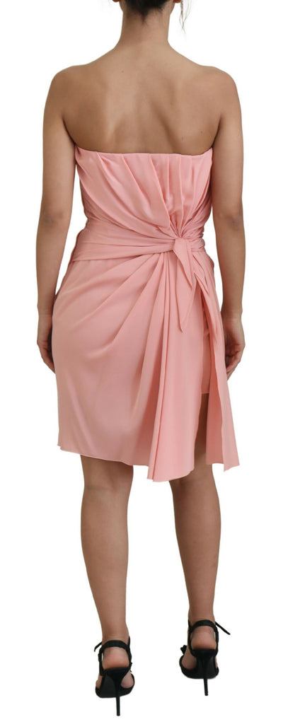 Dolce & Gabbana Rosa Seiden-Stretch-Etuikleid ohne Träger