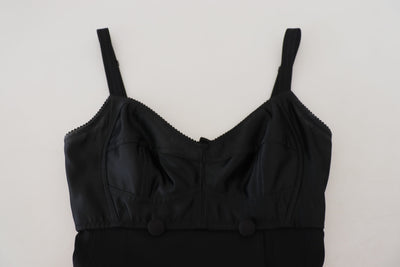 Dolce & Gabbana Schwarzes Stretch-Minikleid aus Wolle in Passform