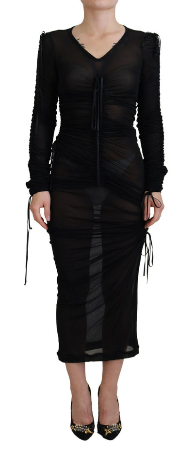 Dolce & Gabbana Schwarzes Viskose Bodycon Etuikleid Midikleid