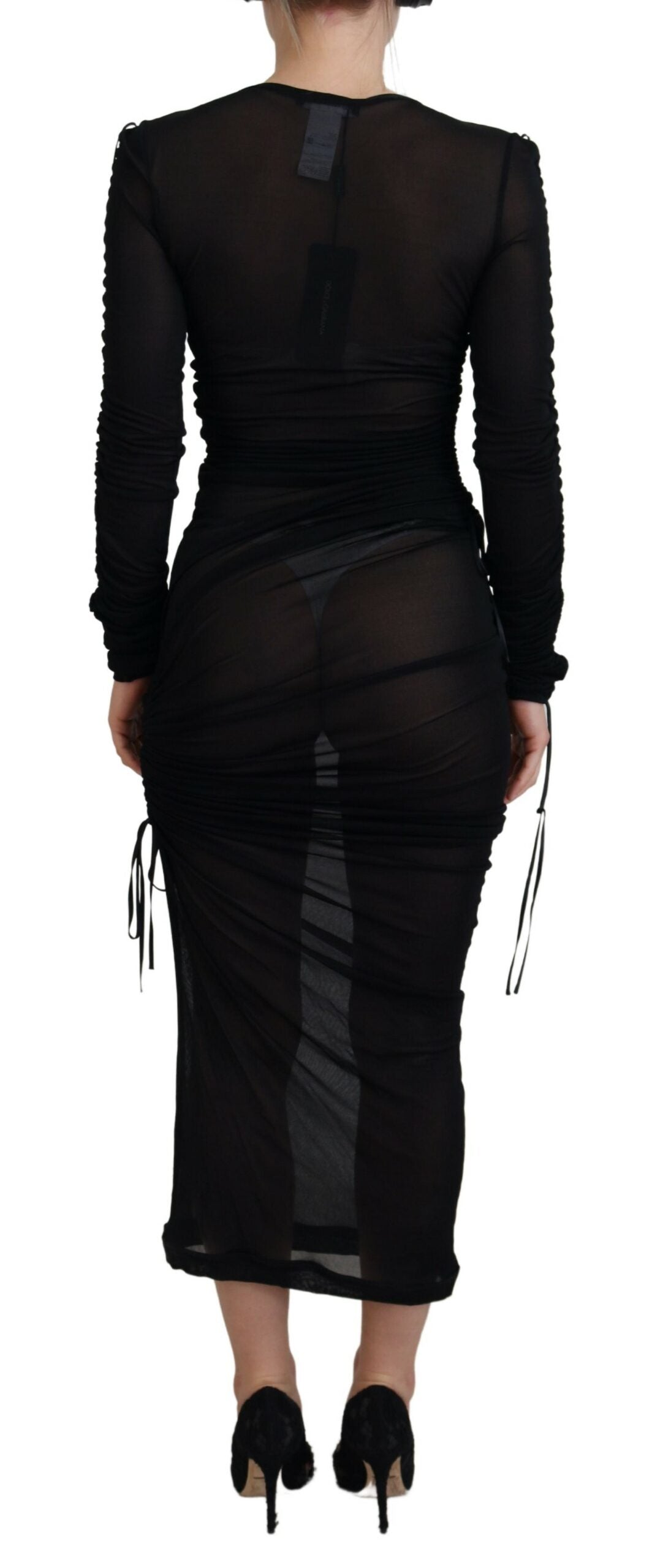 Dolce & Gabbana Schwarzes Viskose Bodycon Etuikleid Midikleid
