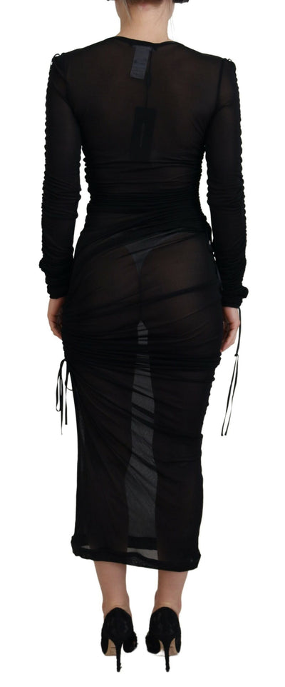 Dolce & Gabbana Schwarzes Viskose Bodycon Etuikleid Midikleid