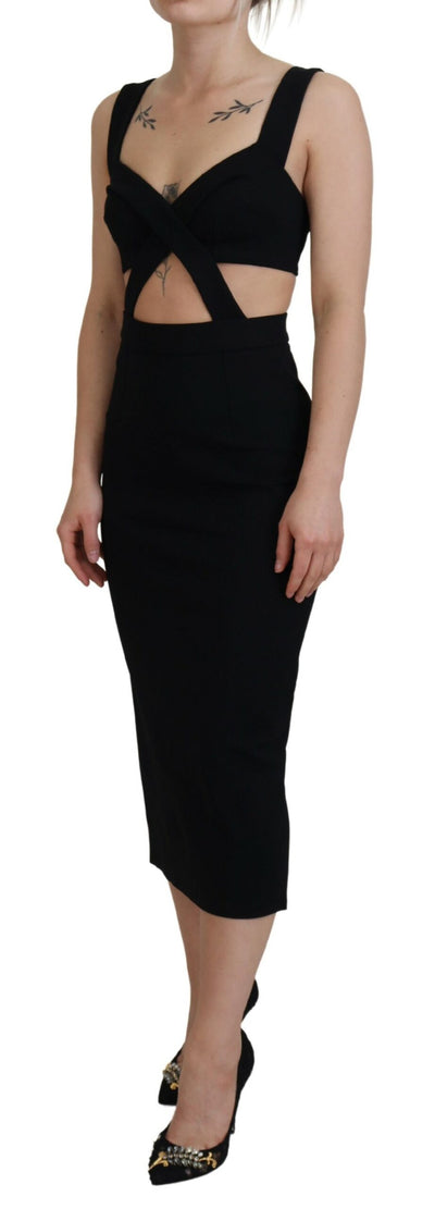 Dolce & Gabbana Schwarzes Viskose Bodycon Etuikleid Midikleid