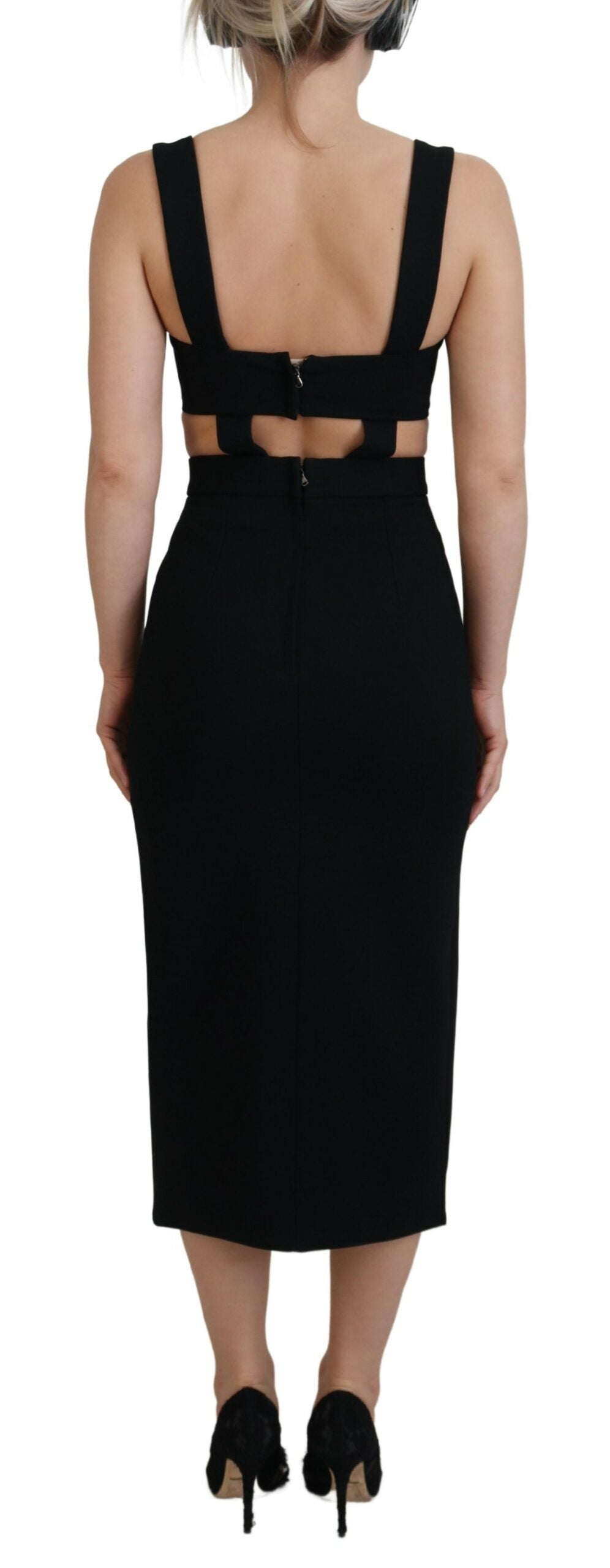 Dolce & Gabbana Schwarzes Viskose Bodycon Etuikleid Midikleid