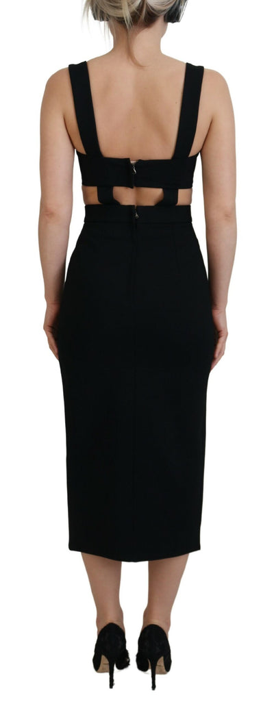 Dolce & Gabbana Schwarzes Viskose Bodycon Etuikleid Midikleid