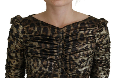 Dolce & Gabbana Multicolor Leopard Bodycon Etuikleid Midikleid
