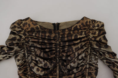 Dolce & Gabbana Multicolor Leopard Bodycon Etuikleid Midikleid