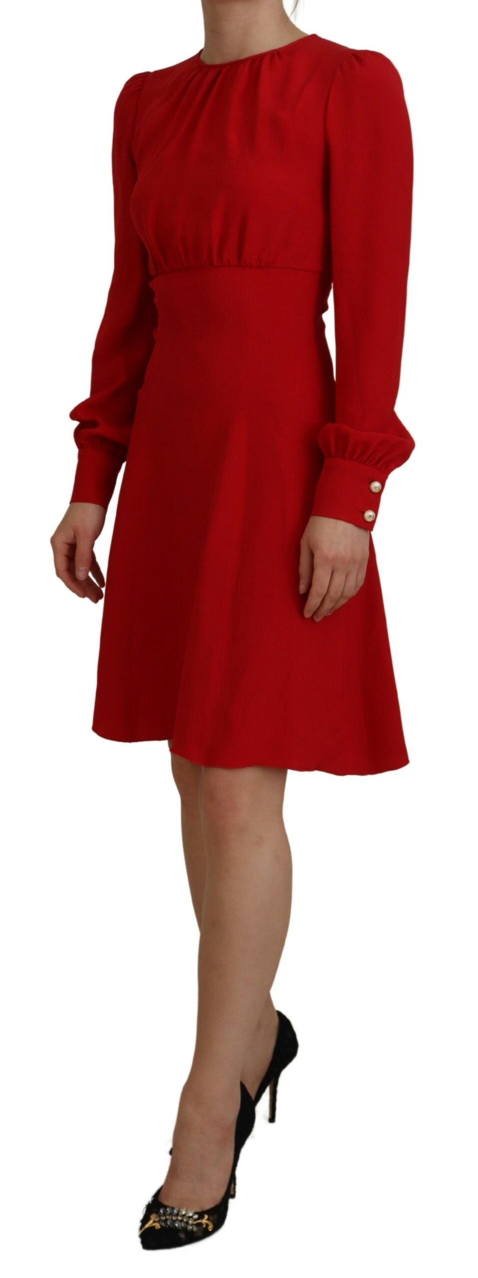 Dolce & Gabbana Rotes Seidenmantelkleid in A-Linie, knielang