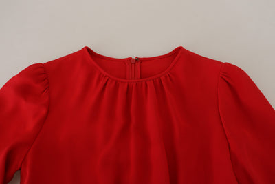 Dolce & Gabbana Rotes Seidenmantelkleid in A-Linie, knielang