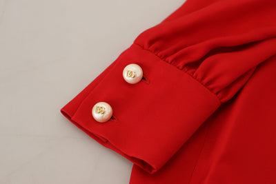 Dolce & Gabbana Rotes Seidenmantelkleid in A-Linie, knielang
