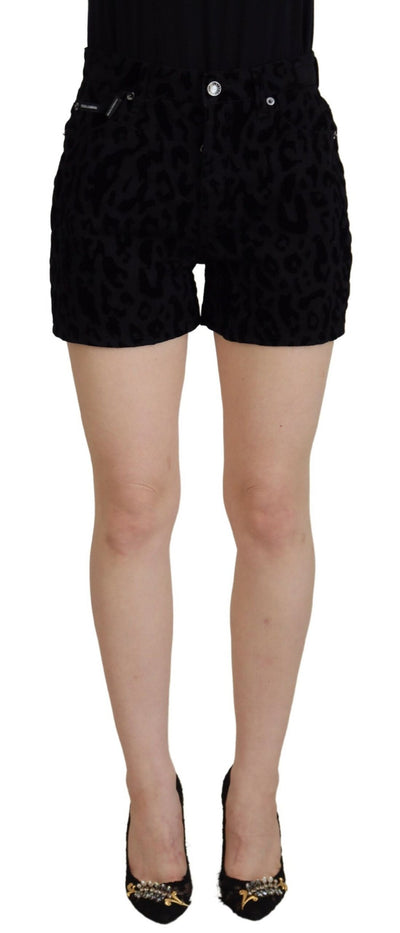 Dolce & Gabbana Schwarze Denim Baumwolle Stretch Hot Pants Shorts