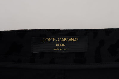 Dolce & Gabbana Schwarze Denim Baumwolle Stretch Hot Pants Shorts