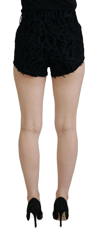 Dolce & Gabbana Schwarze Denim Baumwolle Stretch Hot Pants Shorts