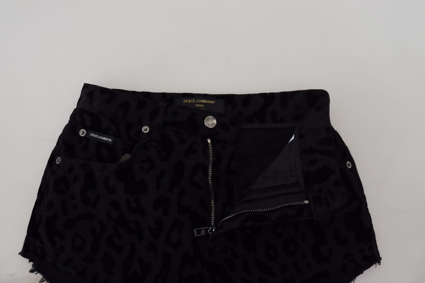 Dolce & Gabbana Schwarze Denim Baumwolle Stretch Hot Pants Shorts