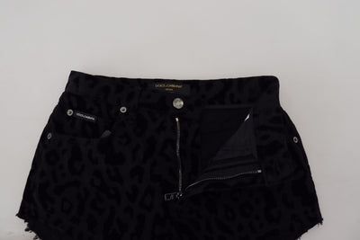Dolce & Gabbana Schwarze Denim Baumwolle Stretch Hot Pants Shorts