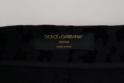 Dolce & Gabbana Schwarze Denim Baumwolle Stretch Hot Pants Shorts