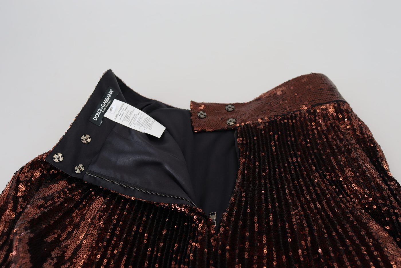 Dolce & Gabbana Bronzefarbener Maxi-Rock mit hoher Taille und Paillettenbesatz