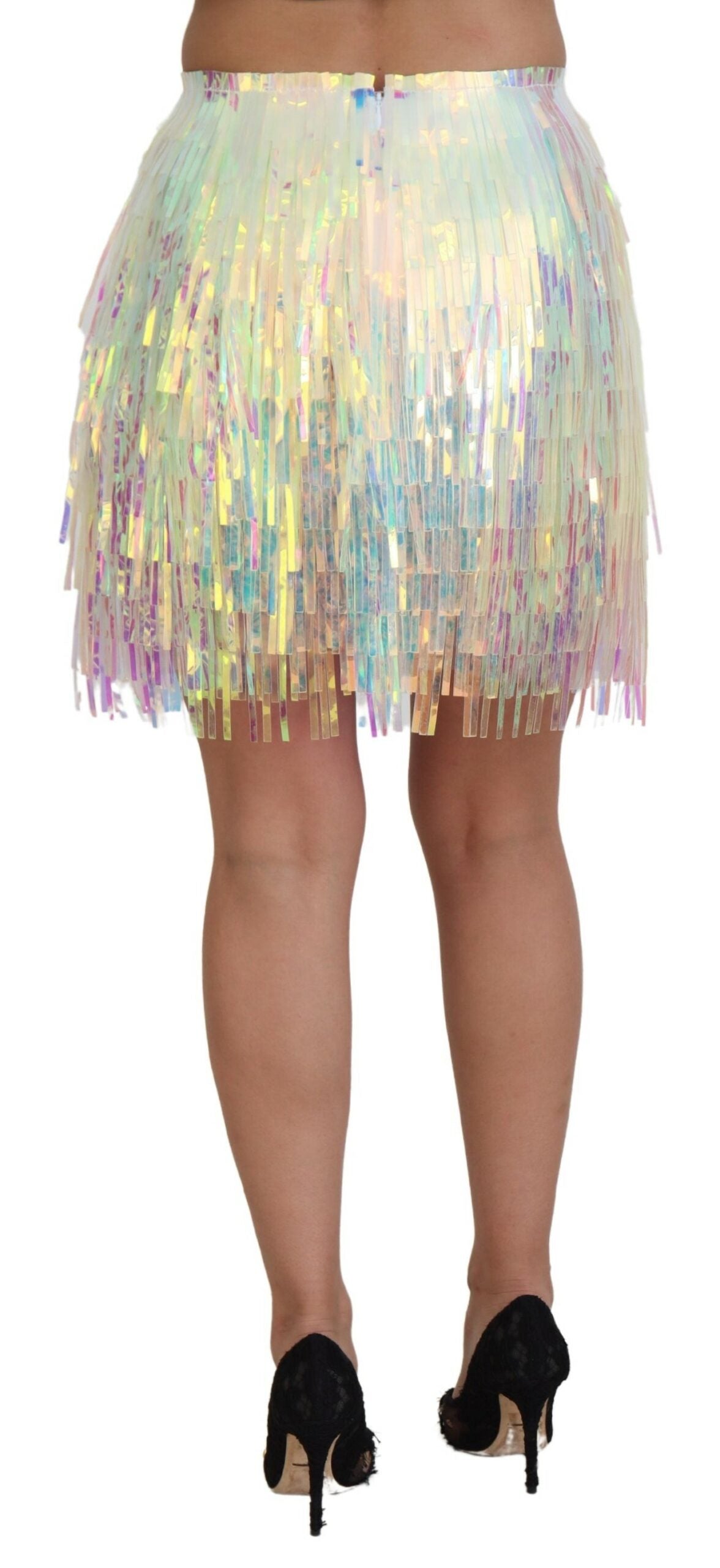 Dolce & Gabbana Multicolor schillernder Tüllrock mit Fransen