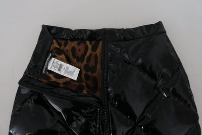 Dolce & Gabbana Glänzender schwarzer Minirock mit hoher Taille in A-Linie