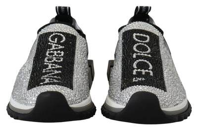 Dolce & Gabbana Silber Strass Sorrento Turnschuhe Schuhe