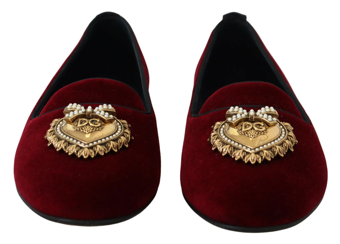 Dolce & Gabbana Bordeaux Samt Slip-On Loafers Flache Schuhe
